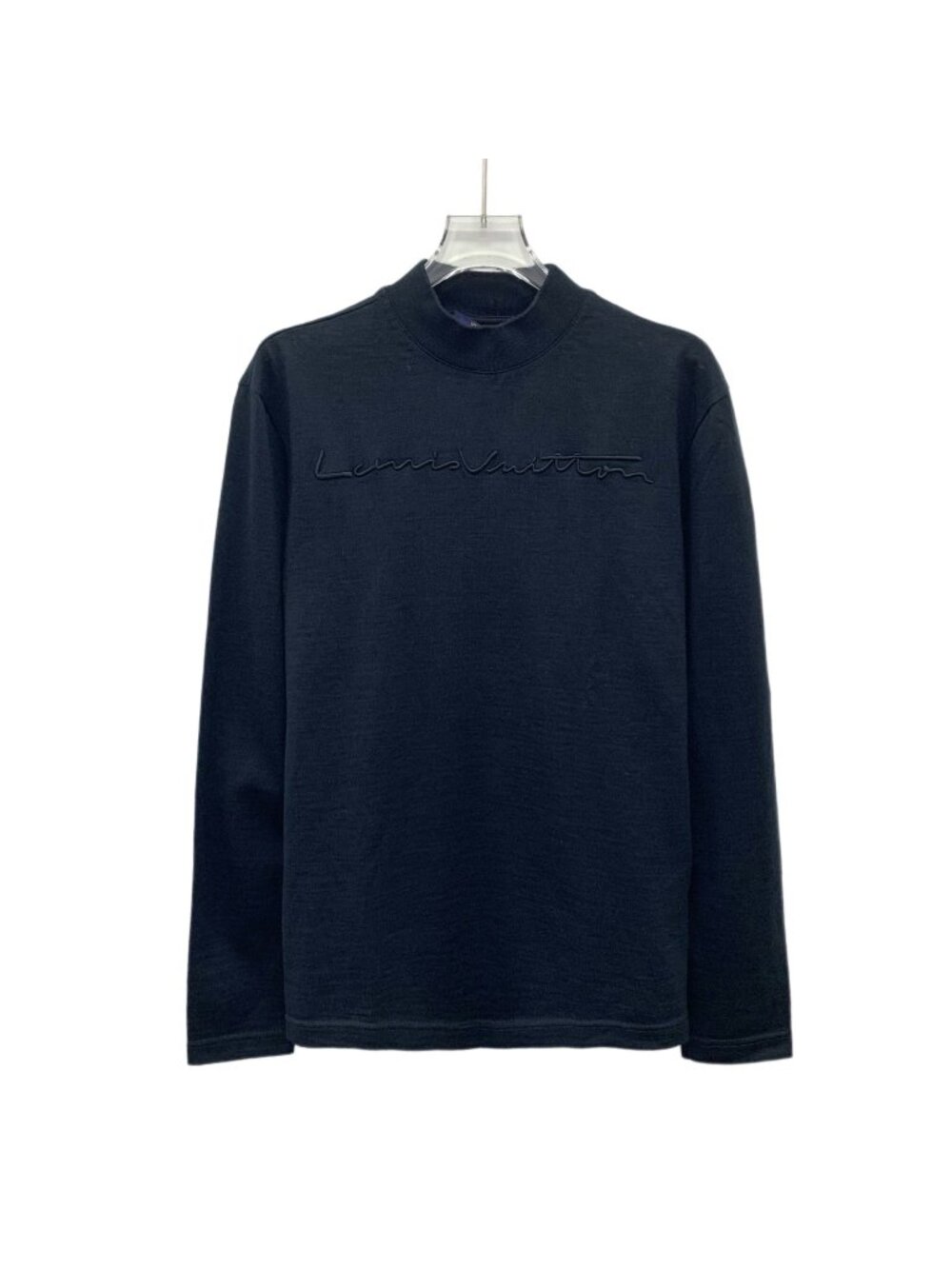 Louis Vuitton Black Logo Stand-Collar Wool Knit Sweater